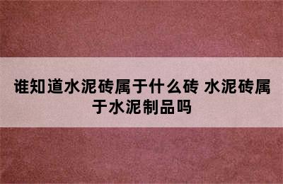 谁知道水泥砖属于什么砖 水泥砖属于水泥制品吗